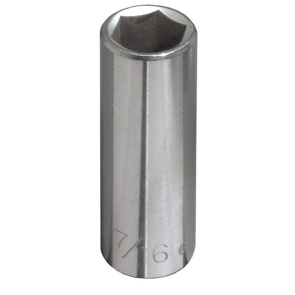 Klein Tools 7/16" Deep 6-Point Socket, 1/4" Drive 65615